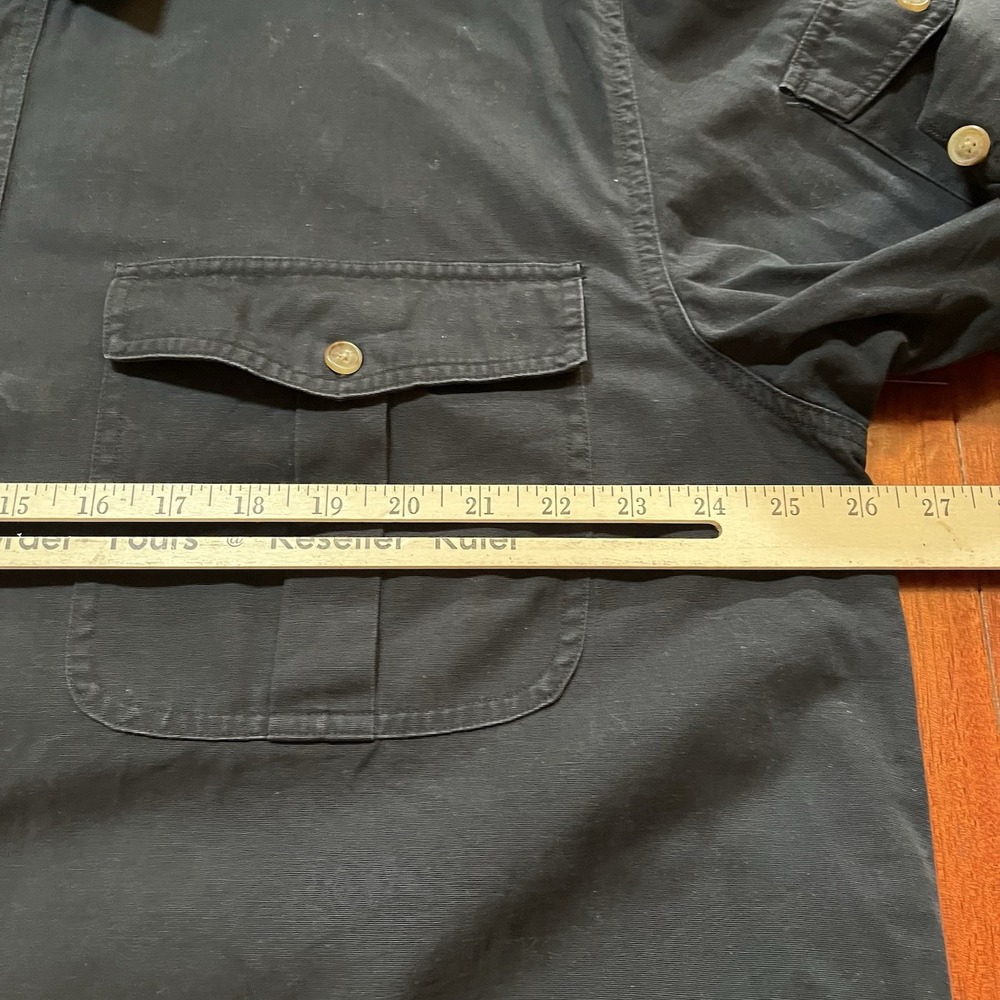 Vintage Orvis Shirt Mens XL Solid Black With Epauletes Button Down Field FADE 90 - Picture 6 of 7